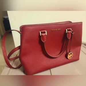 Michael Kors cherry red leather large purse